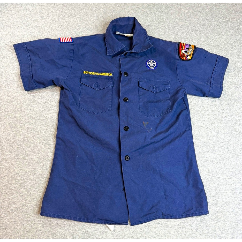 Vintage Boy Scouts of America Shirt Blue Uniform Patches Great Salt Lake Council